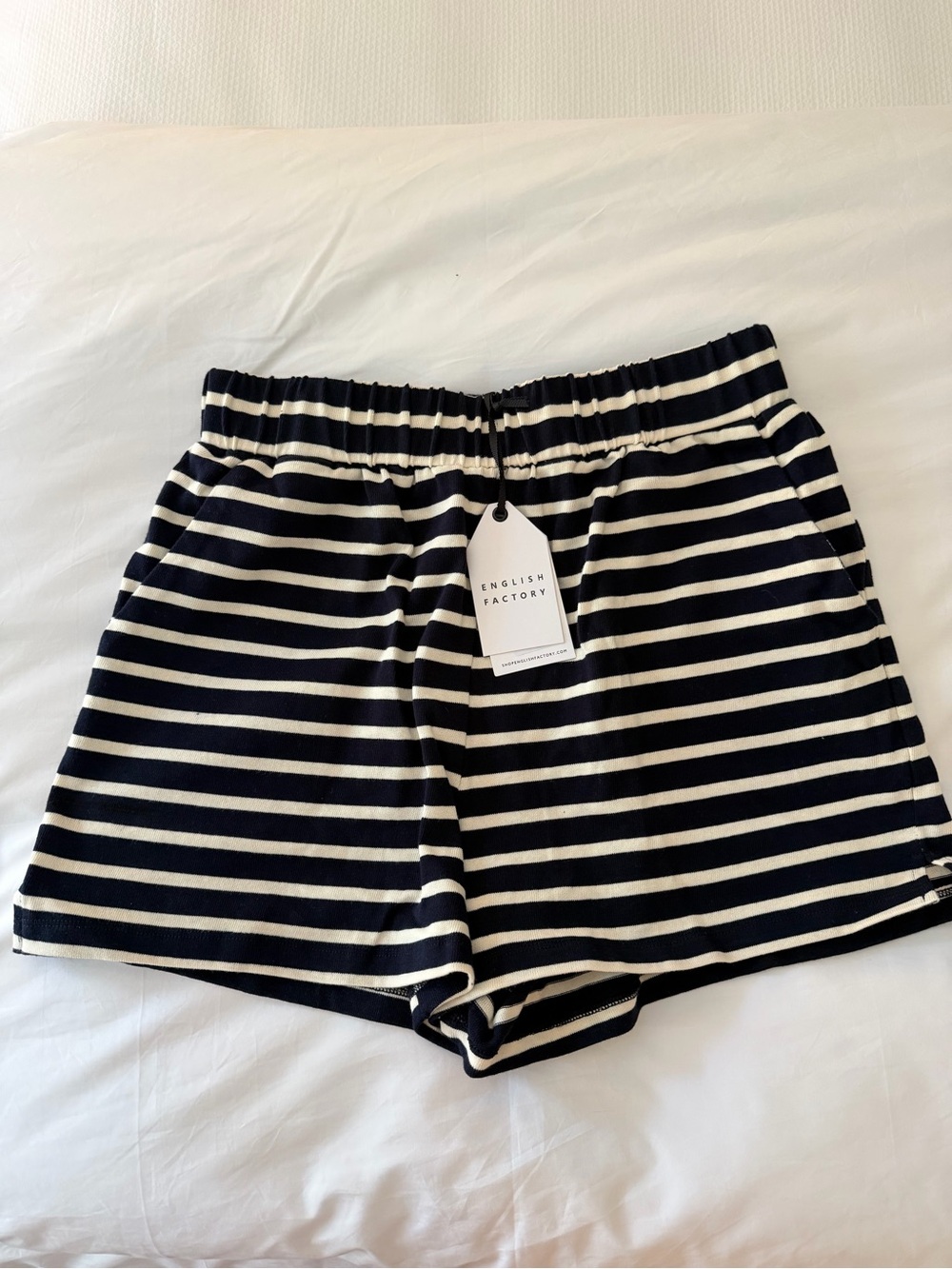 English Factory Navy & White Striped Shorts